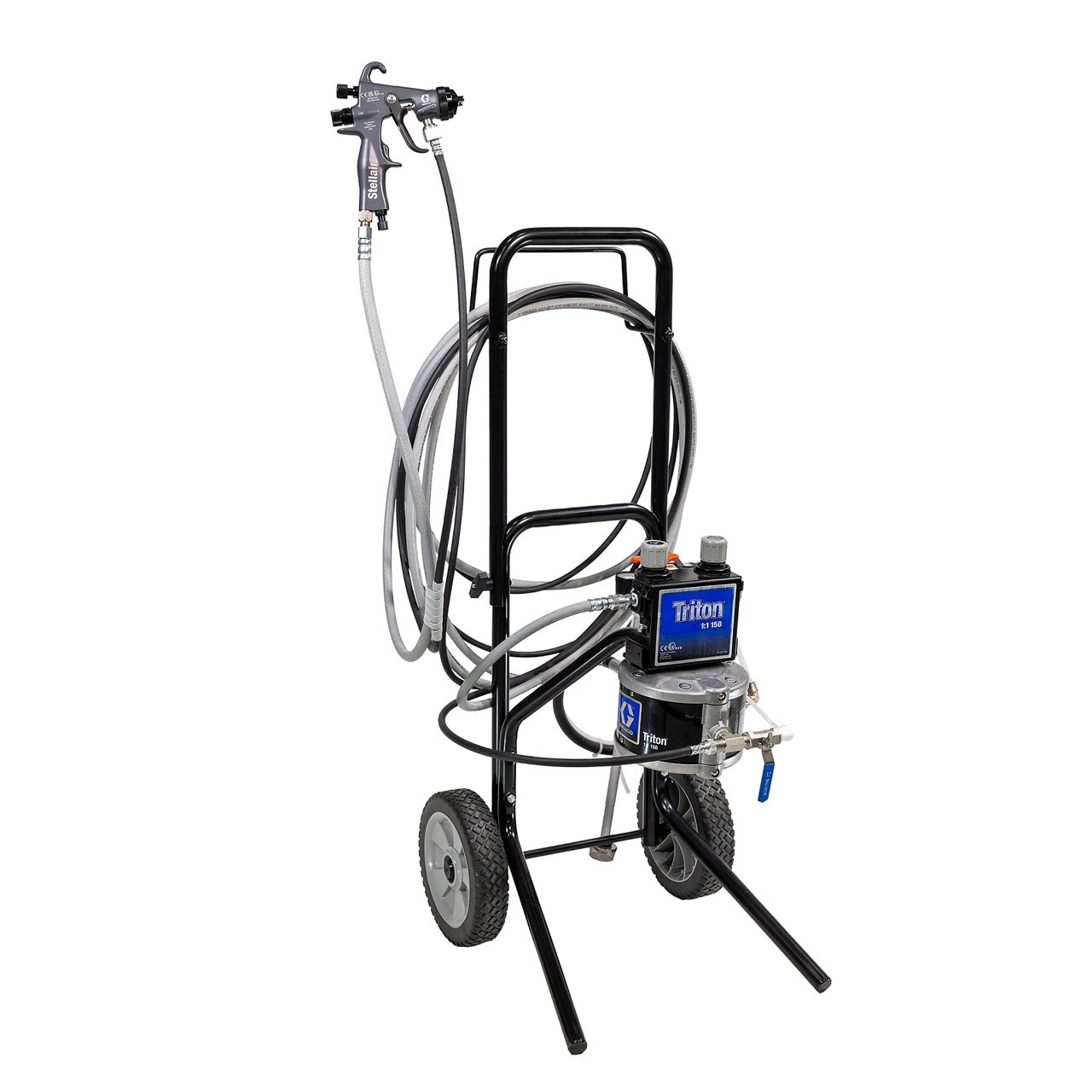 Triton SST Spray Package, Cart, 100 psi Regulator, Suction, Air & Fluid Hoses, Stellair HVLP Gun .055 in (1.4 mm) Nozzle, Metal Applications Part Number: 233485