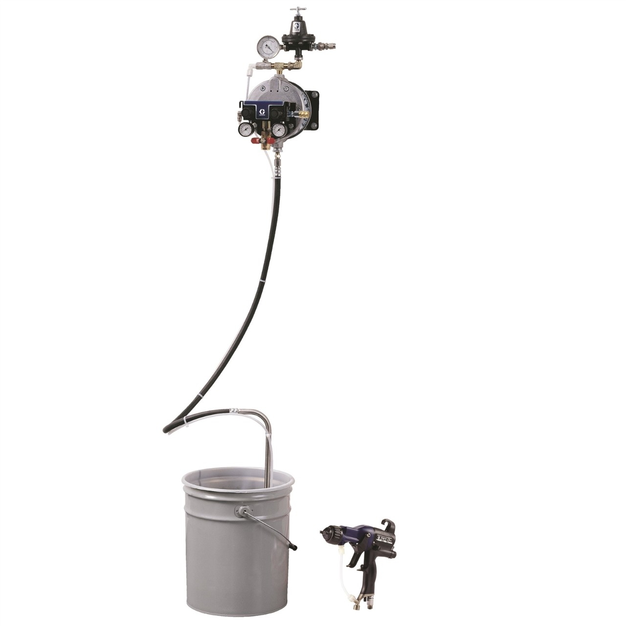Triton Alum Spray Package, Wall, 60 psi Fluid Regulator, Pro Xp85 Electrostatic Gun, Air & Fluid Hoses Part Number: 289631
