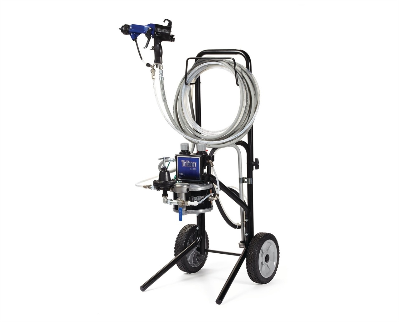 Triton Alum Spray Package, Cart, 60 psi Fluid Regulator, Pro Xp85 Electrostatic Gun, Suction, Air & Fluid Hoses Part Number: 289641